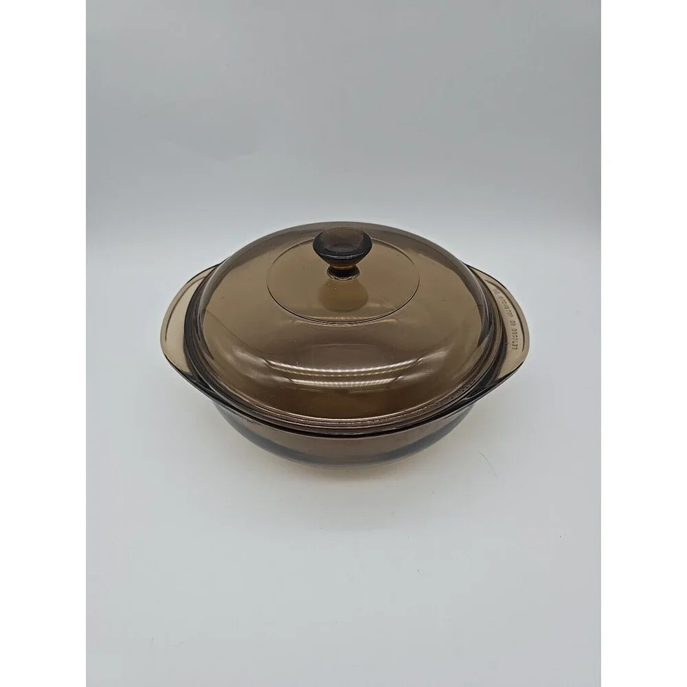 Vintage Pyrex Fireside 023-N Amber 1.5 Quart Round Covered Casserole w/ 623C Lid